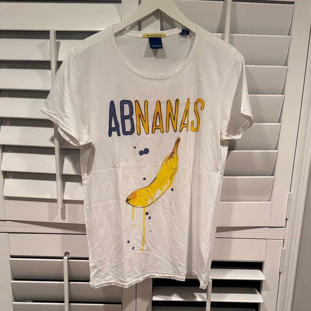 Scotch & Soda White Tee with Yellow Banana Graphic
